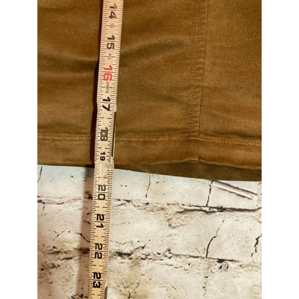 Old Navy Skirt Womens 16 Darkest Gold Microsuede A Line Zip Back Preppy Academia